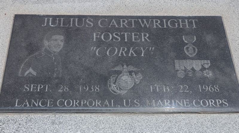 Top side of Julius Cartwright Foster, Corky Marker. Click for full size. Top side of Julius Cartwright Foster, Corky Marker image. Click for full size.