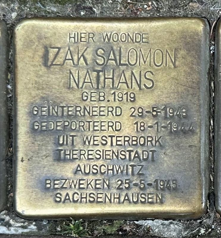 Izak Salomon Nathans stolperstein image. Click for full size.