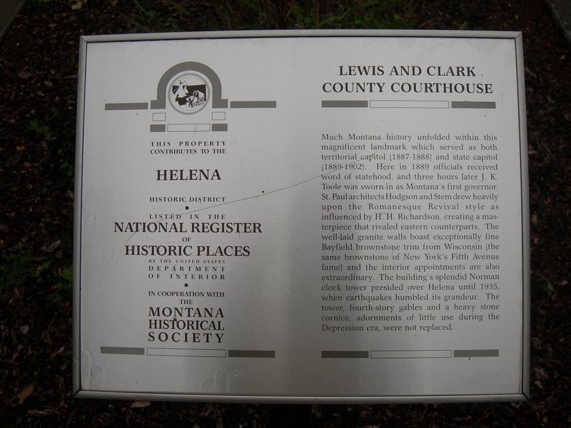 Lewis and Clark County Courthouse Marker image. Click for full size.