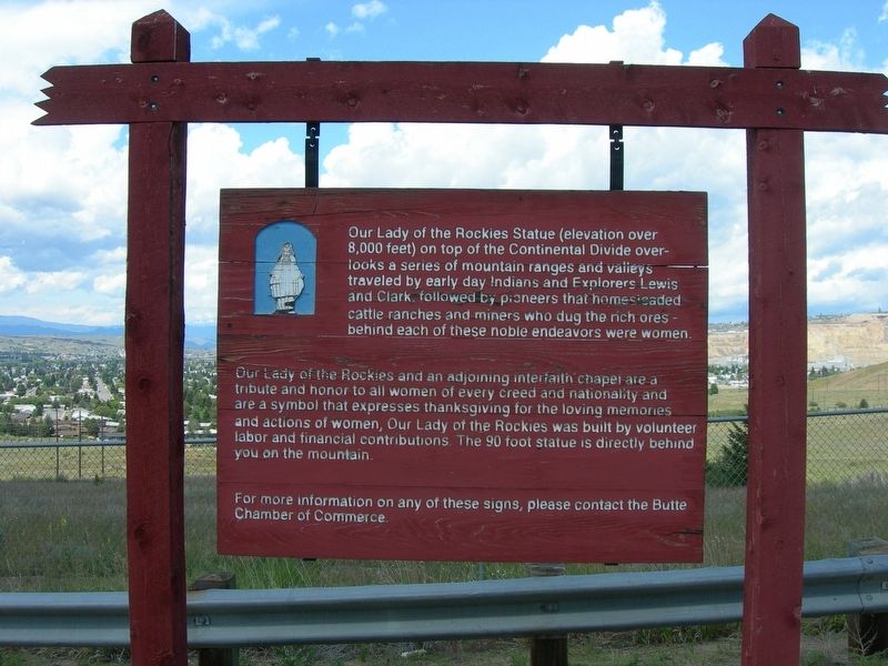 Our Lady of the Rockies Statue Marker. Click for full size. Our Lady of the Rockies Statue Marker image. Click for full size.