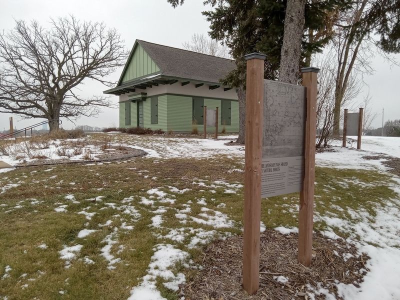 The Landscape was Shaped by Natural Forces Marker and the 1885 White Bear Town Hall. Click for full size. The Landscape was Shaped by Natural Forces Marker and the 1885 White Bear Town Hall image. Click for full size.