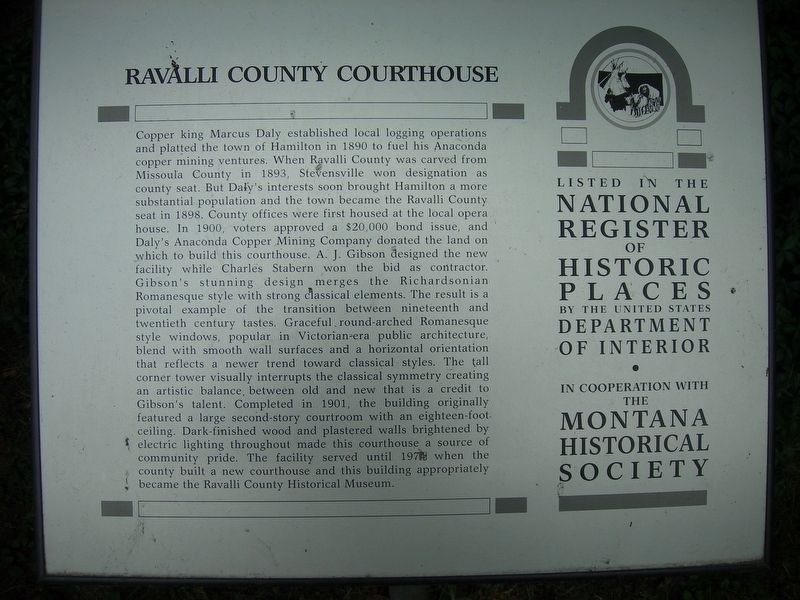 Ravalli County Courthouse Marker. Click for full size. Ravalli County Courthouse Marker image. Click for full size.