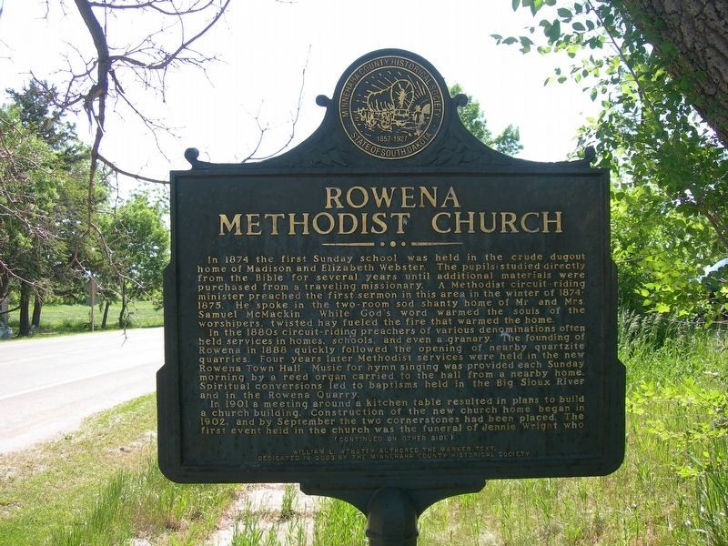 Rowena Methodist Church Marker. Click for full size. Rowena Methodist Church Marker image. Click for full size.