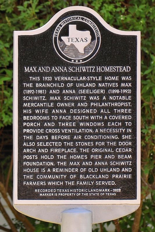 Max and Anna Schiwitz Homestead Marker image. Click for full size.