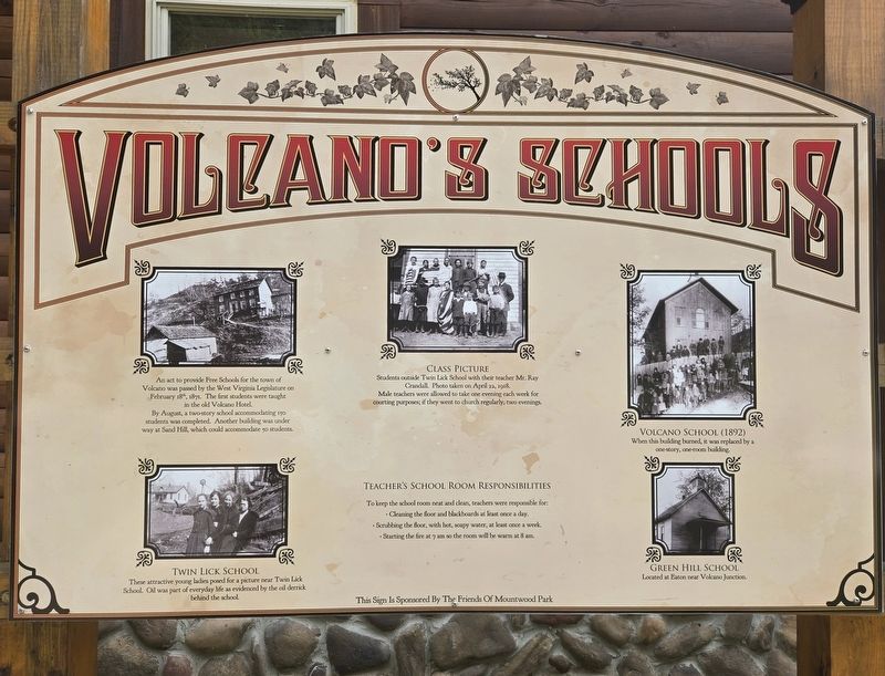 Volcano's Schools Marker. Click for full size. Volcano's Schools Marker image. Click for full size.