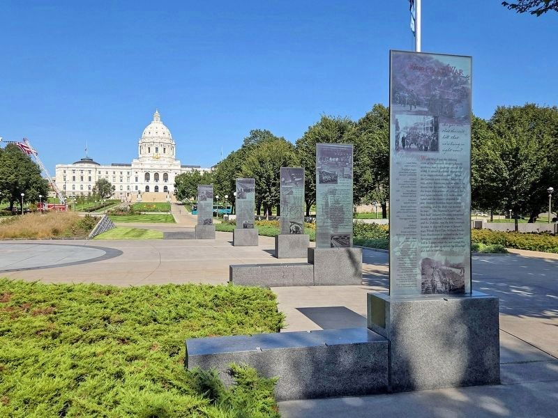 Above & Beyond Marker (rear) on the east side of the Minnesota World War II Memorial. Click for full size. Above & Beyond Marker (rear) on the east side of the Minnesota World War II Memorial image. Click for full size.