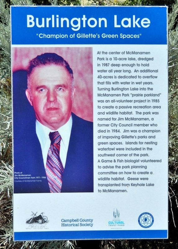 Champion of Gillette's Green Spaces Marker. Click for full size. Champion of Gillette's Green Spaces Marker image. Click for full size.