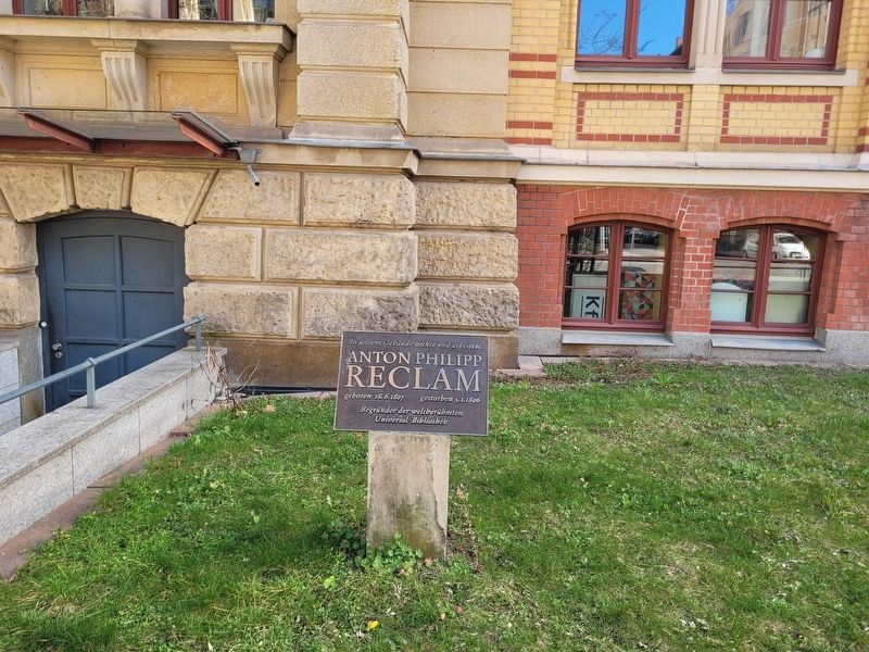 Anton Philipp Reclam Marker. Click for full size. Anton Philipp Reclam Marker image. Click for full size.
