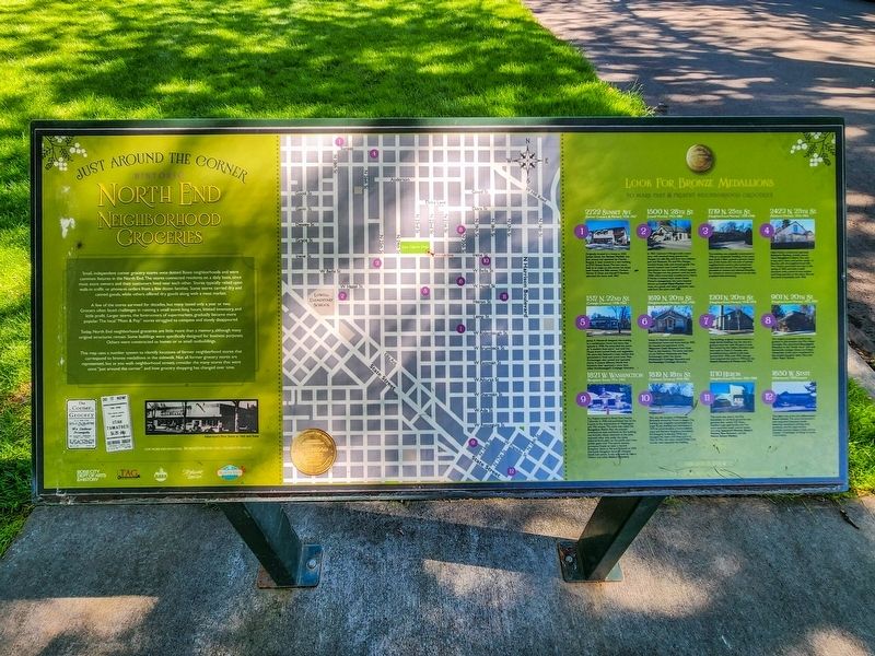 Historic North End Neighborhood Groceries Marker. Click for full size. Historic North End Neighborhood Groceries Marker image. Click for full size.