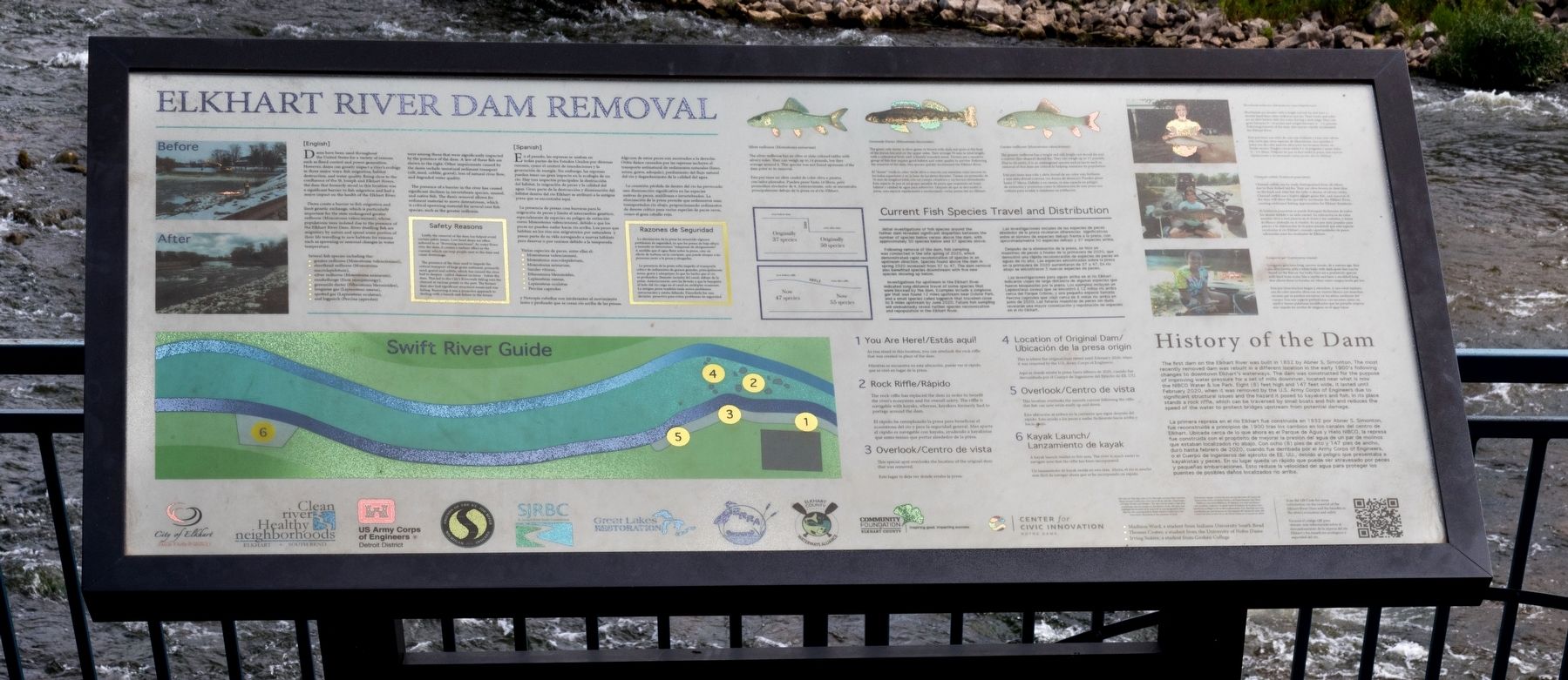 Elkhart River Dam Removal Marker. Click for full size. Elkhart River Dam Removal Marker image. Click for full size.