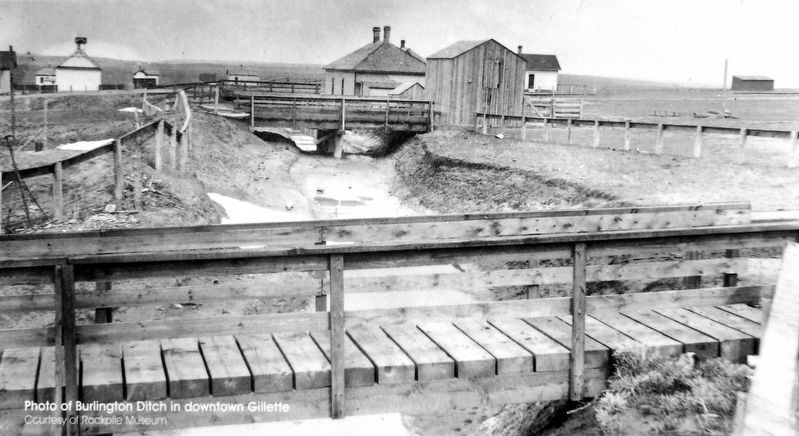 Marker detail: Burlington Ditch in downtown Gillette. Click for full size. Marker detail: Burlington Ditch in downtown Gillette image. Click for full size.