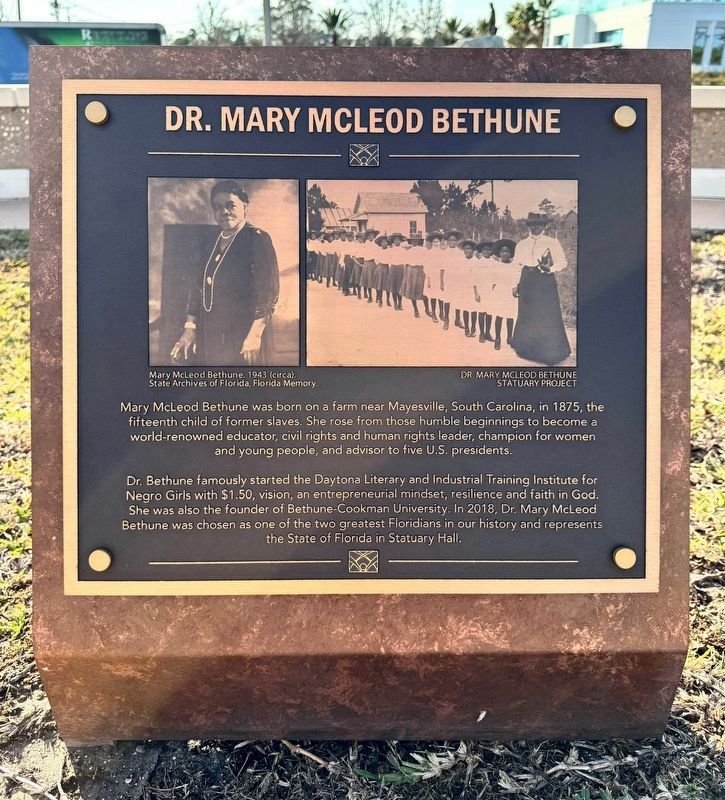 Dr. Mary McLeod Bethune Marker. Click for full size. Dr. Mary McLeod Bethune Marker image. Click for full size.