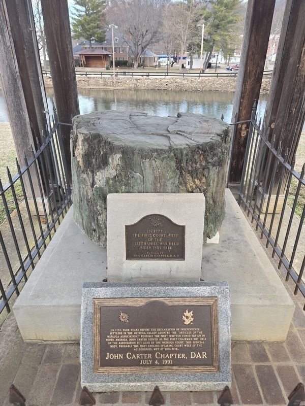 Historic Sycamore Tree and marker of First Court West of the Alleghanies image. Click for full size.