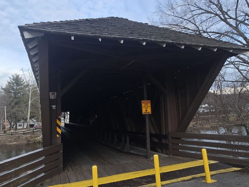 The Covered Bridge Marker to the left of the entrance.. Click for full size. The Covered Bridge Marker to the left of the entrance. image. Click for full size.