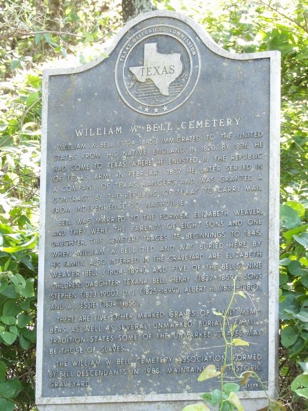 William W. Bell Cemetery Marker. Click for full size. William W. Bell Cemetery Marker image. Click for full size.