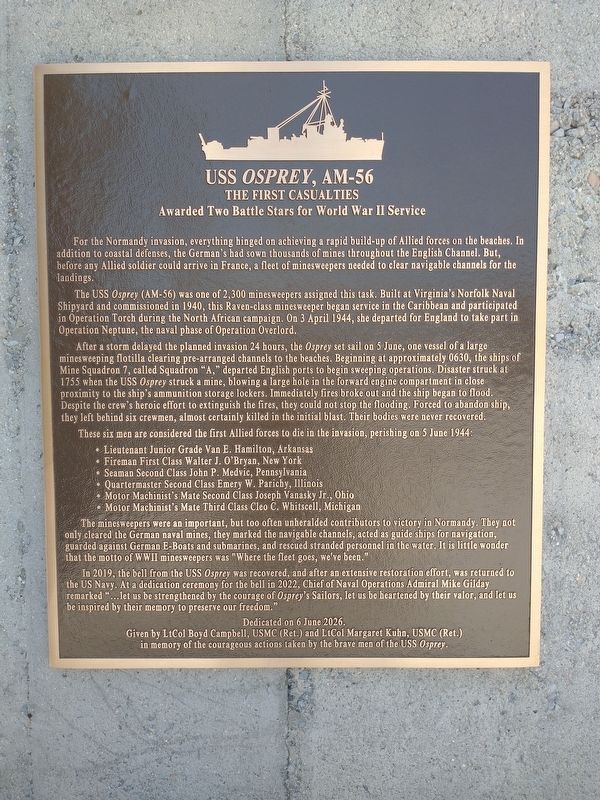 USS Osprey, AM-56 Marker image. Click for full size.