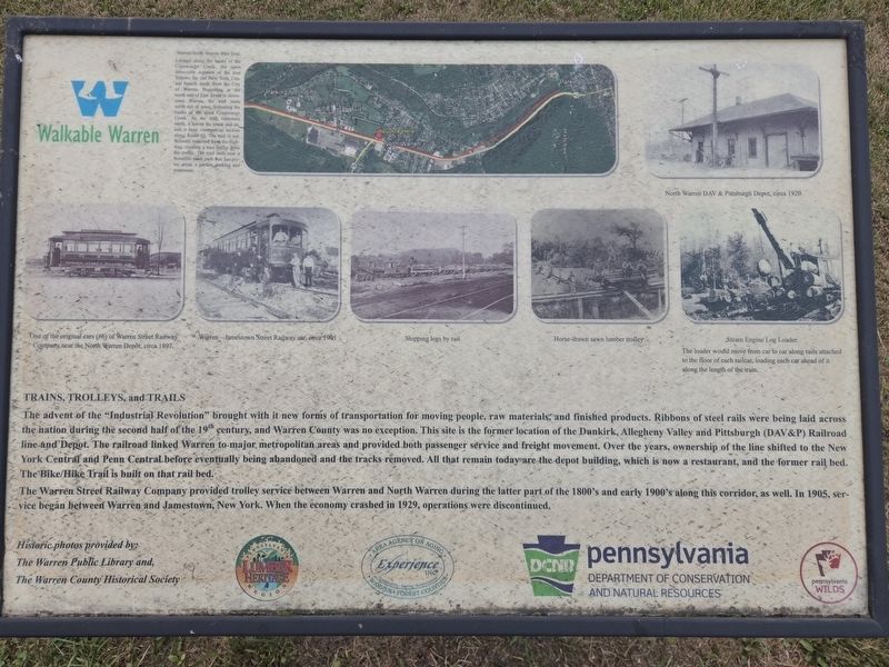 Trains, Trolleys and Trails Marker. Click for full size. Trains, Trolleys and Trails Marker image. Click for full size.
