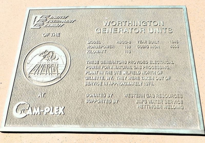 Worthington Generator Units Marker. Click for full size. Worthington Generator Units Marker image. Click for full size.