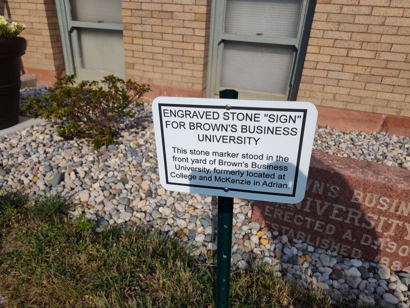 Engraved Stone "Sign" For Brown's Business University Marker. Click for full size. Engraved Stone "Sign" For Brown's Business University Marker image. Click for full size.