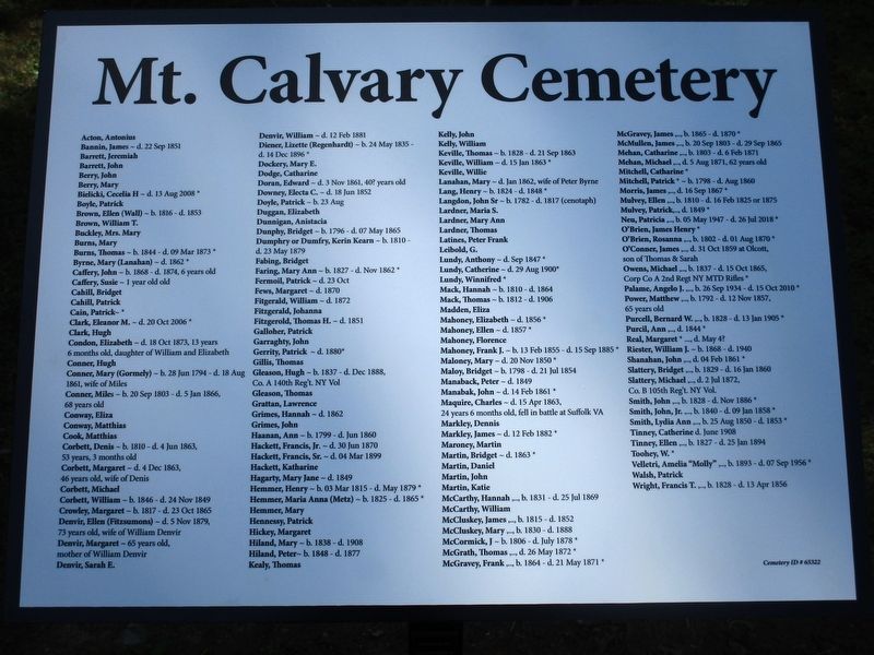 Mount Calvary Burials image. Click for full size.