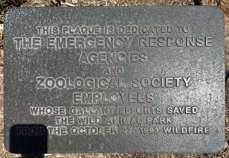 Emergency Response Agencies and Zoological Society Employees Marker. Click for full size. Emergency Response Agencies and Zoological Society Employees Marker image. Click for full size.