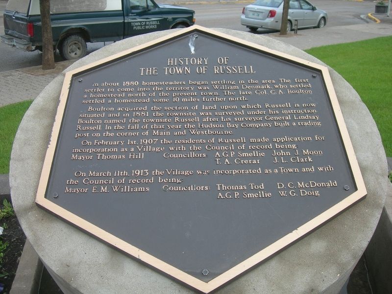 History of the Town of Russell Marker image. Click for full size.