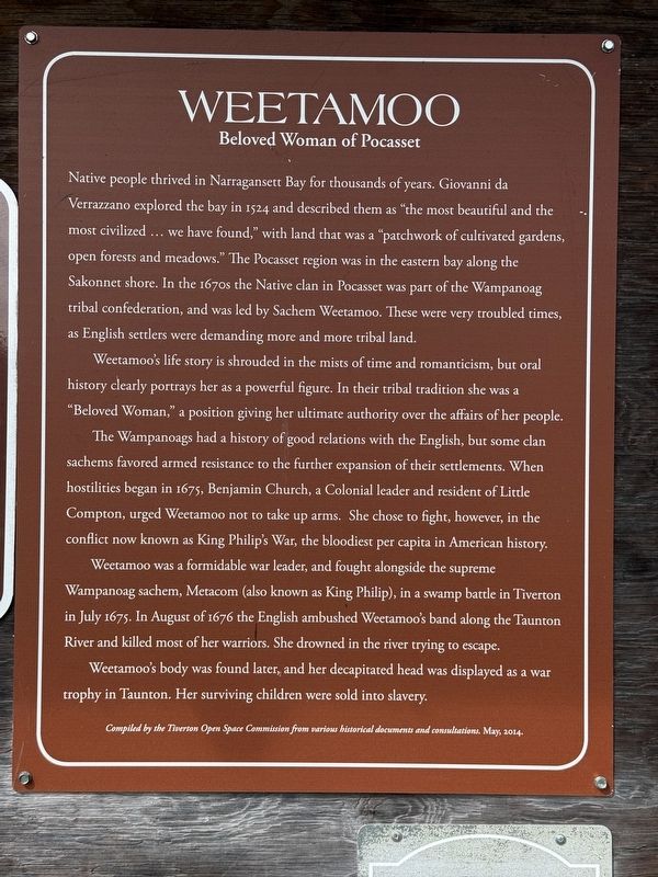 Weetamoo Marker. Click for full size. Weetamoo Marker image. Click for full size.