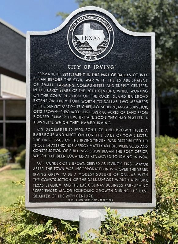 City of Irving Marker. Click for full size. City of Irving Marker image. Click for full size.