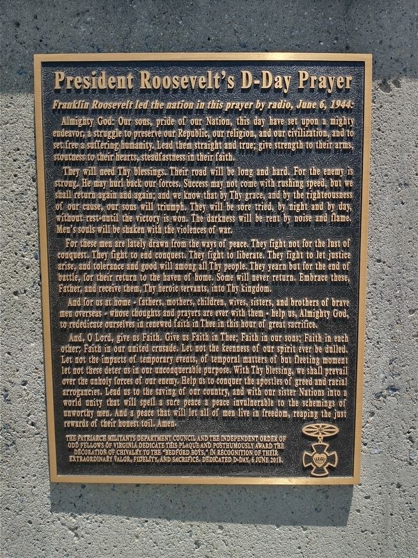 President Roosevelt's D-Day Prayer Marker. Click for full size. President Roosevelt's D-Day Prayer Marker image. Click for full size.