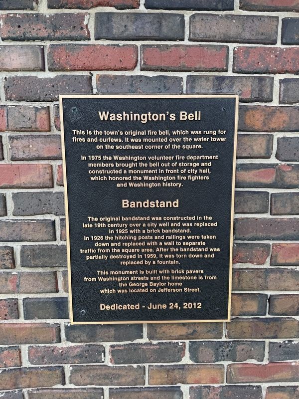 Washington's Bell / Bandstand Marker image. Click for full size.