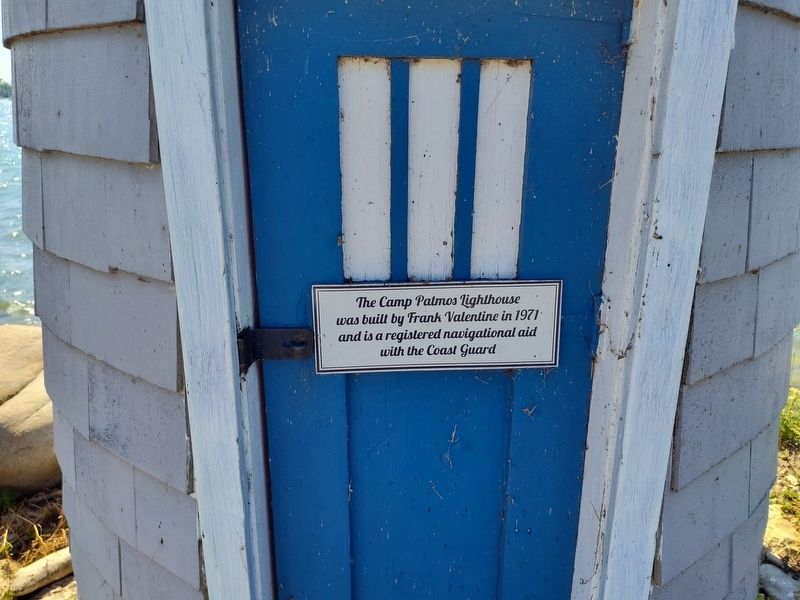 The Camp Patmos Lighthouse Marker. Click for full size. The Camp Patmos Lighthouse Marker image. Click for full size.