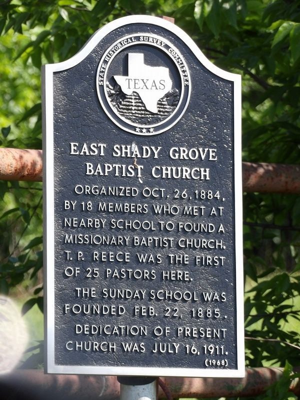 East Shady Grove Baptist Church Marker image. Click for full size.
