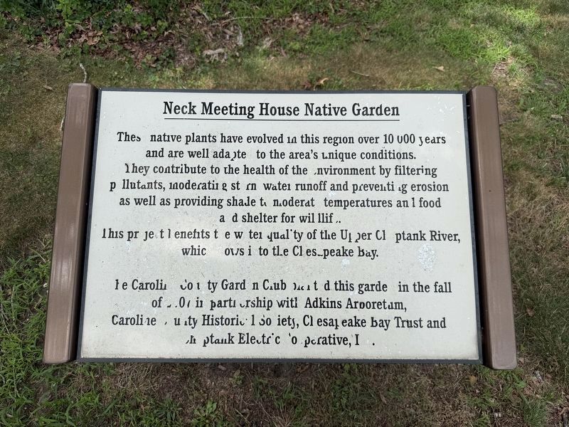 Neck Meeting House Native Garden Marker. Click for full size. Neck Meeting House Native Garden Marker image. Click for full size.