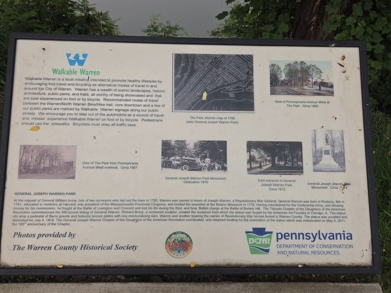 General Joseph Warren Park Marker. Click for full size. General Joseph Warren Park Marker image. Click for full size.