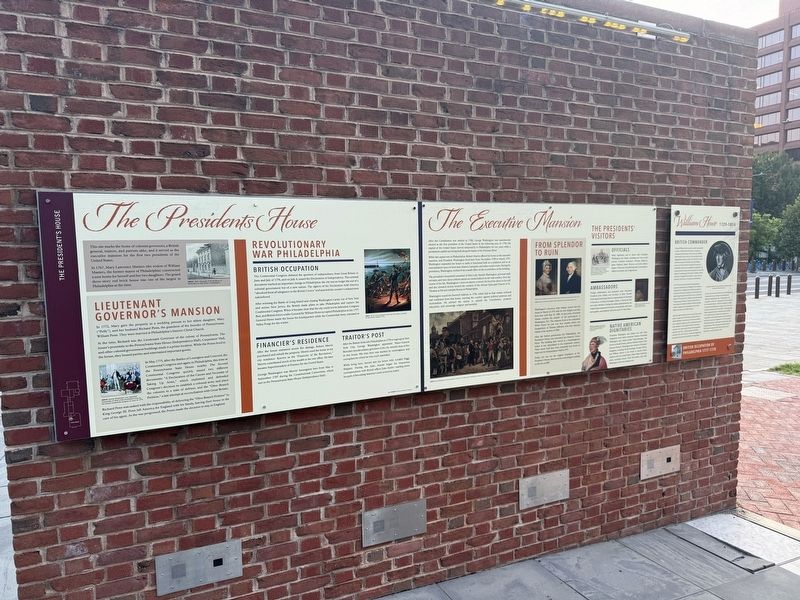 Several markers on display on the grounds of Independence National Historical Park image. Click for full size.