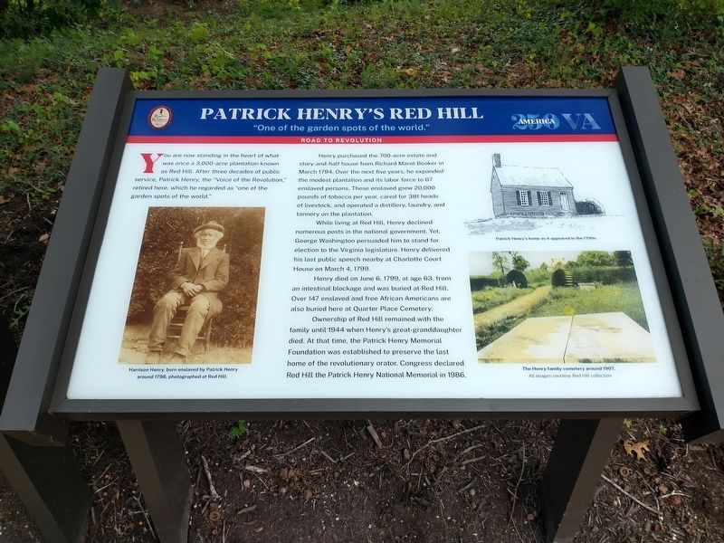Patrick Henry�s Red Hill Marker image. Click for full size.