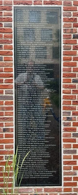 Haarlem Holocaust Memorial - second names panel. Click for full size. Haarlem Holocaust Memorial - second names panel image. Click for full size.