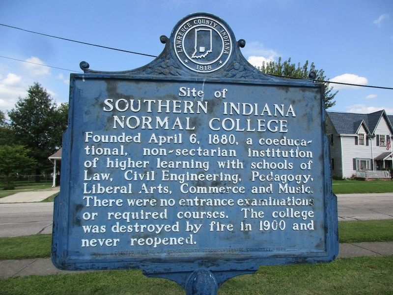 Site of Southern Indiana Normal College Marker. Click for full size. Site of Southern Indiana Normal College Marker image. Click for full size.