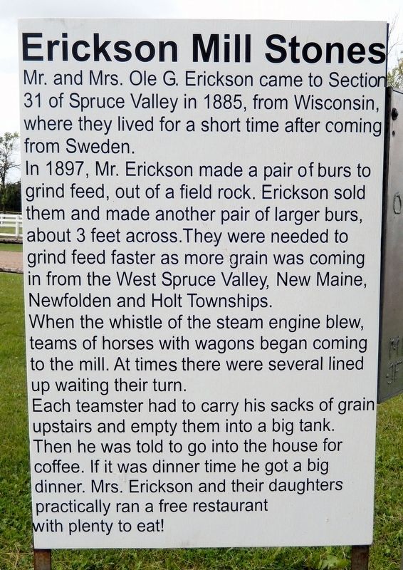 Erickson Mill Stones Marker. Click for full size. Erickson Mill Stones Marker image. Click for full size.