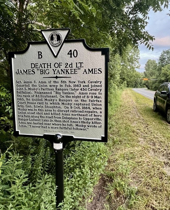 Death of 2d Lt. James “Big Yankee” Ames Marker. Click for full size. Death of 2d Lt. James “Big Yankee” Ames Marker image. Click for full size.