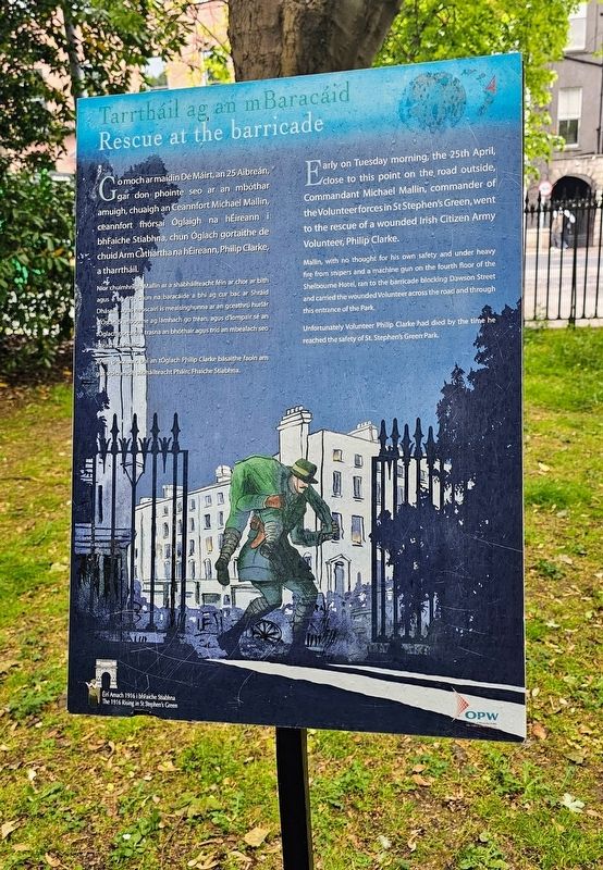 Tarrtháil ag an mBaracáid / Rescue at the Barricade Marker. Click for full size. Tarrtháil ag an mBaracáid / Rescue at the Barricade Marker image. Click for full size.