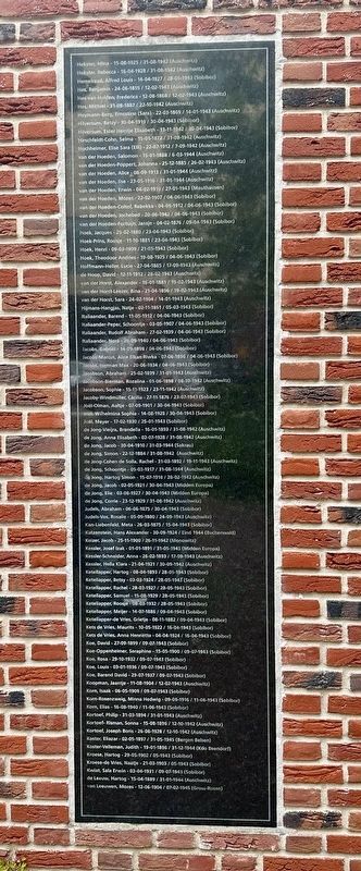 Haarlem Holocaust Memorial - fourth names panel. Click for full size. Haarlem Holocaust Memorial - fourth names panel image. Click for full size.