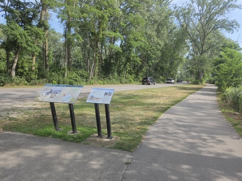 The Feather: Public Art at Presque Isle Marker (right) looking North on N. Peninsula Drive. Click for full size. The Feather: Public Art at Presque Isle Marker (right) looking North on N. Peninsula Drive image. Click for full size.