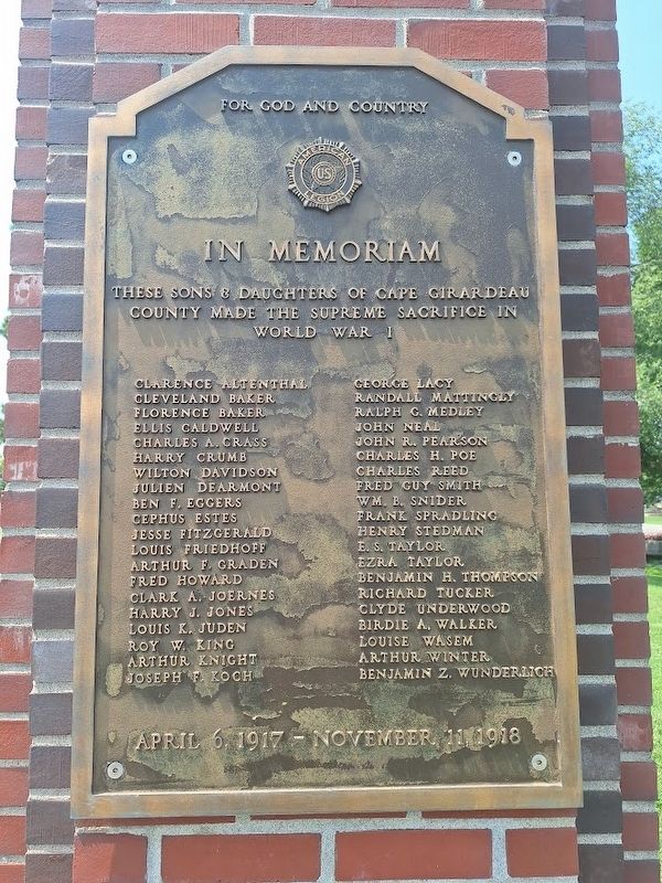 World War I Memorial Marker image. Click for full size.