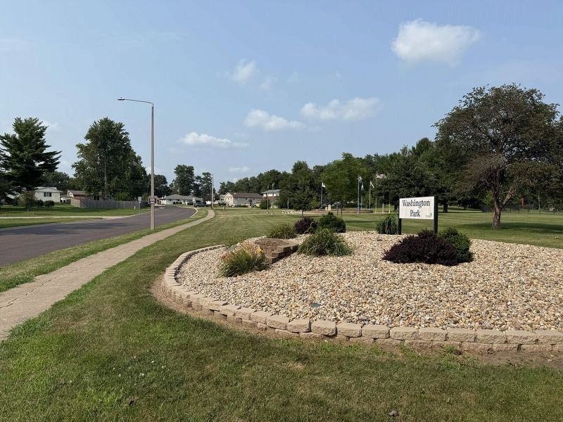 Marker Photo with Veterans Memorial in Background. Click for full size. Marker Photo with Veterans Memorial in Background image. Click for full size.