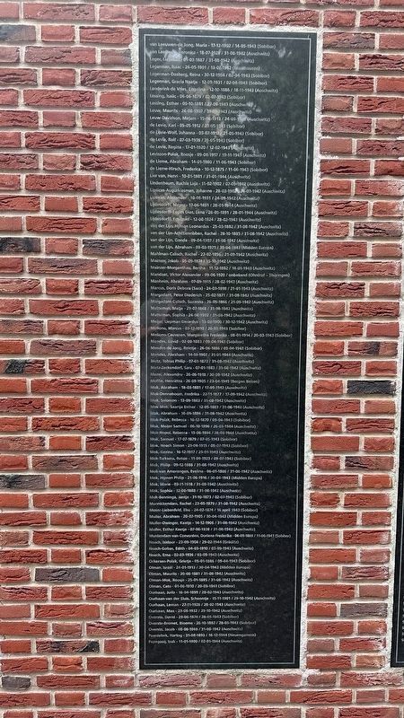 Haarlem Holocaust Memorial - fifth names panel. Click for full size. Haarlem Holocaust Memorial - fifth names panel image. Click for full size.