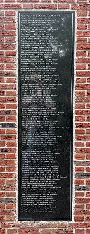 Haarlem Holocaust Memorial - sixth names panel. Click for full size. Haarlem Holocaust Memorial - sixth names panel image. Click for full size.
