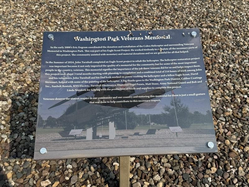 Washington Park Veterans Memorial Marker. Click for full size. Washington Park Veterans Memorial Marker image. Click for full size.