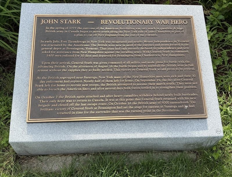 John Stark —Revolutionary War Hero Marker. Click for full size. John Stark —Revolutionary War Hero Marker image. Click for full size.