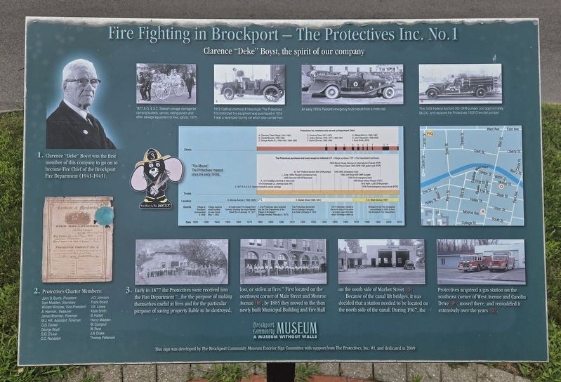 Fire Fighting in Brockport - The Protectives Inc. No.1 Marker. Click for full size. Fire Fighting in Brockport - The Protectives Inc. No.1 Marker image. Click for full size.